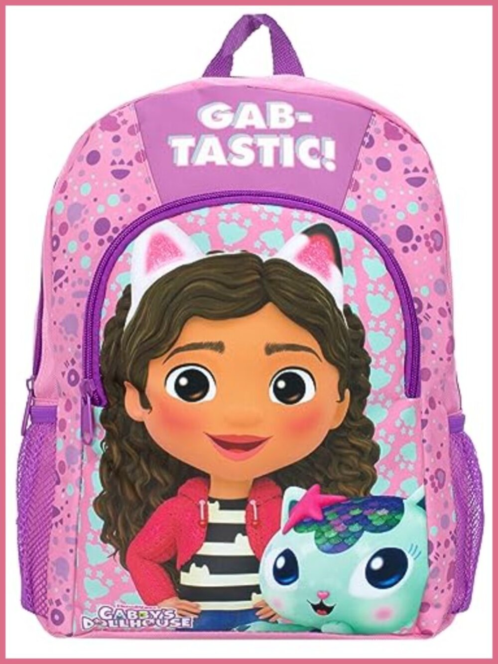 Gabby's Dollhouse Mercat Backpack Adjustable Straps Side Mesh Pockets School